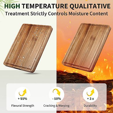 Acacia Wood Cutting Board for Kitchen, Large Wooden Chopping Board, Thick Butcher Block