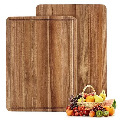 Acacia Wood Cutting Board for Kitchen, Large Wooden Chopping Board, Thick Butcher Block