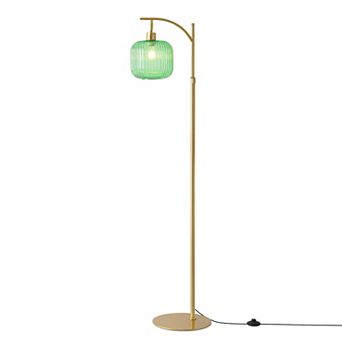 Moooni 71inch Adjustable Gold Floor Lamp with Green Glass Shade