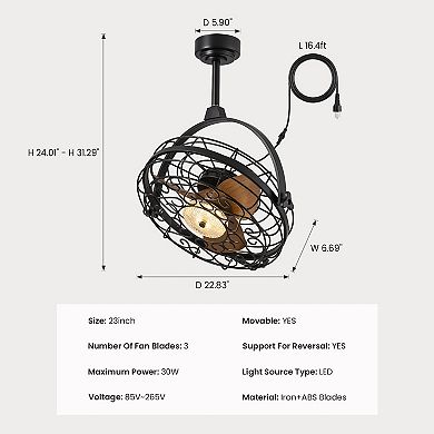 Moooni 23'' Outdoor Ceiling Fans with Lights, Gazebo Fan Wet Rated Remote&APP Control