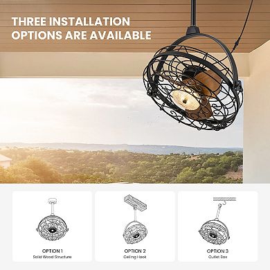 Moooni 23'' Outdoor Ceiling Fans with Lights, Gazebo Fan Wet Rated Remote&APP Control