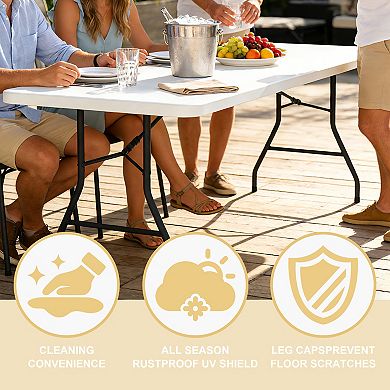 PATIOEASY 8 Foot Blow Table Professiona lIndustrial Grade Polyethylene lifetime Table
