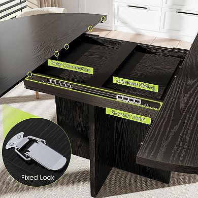 Extendable Round Dining Table for 4-8, Space Saving Kitchen Table with Removable Leaves