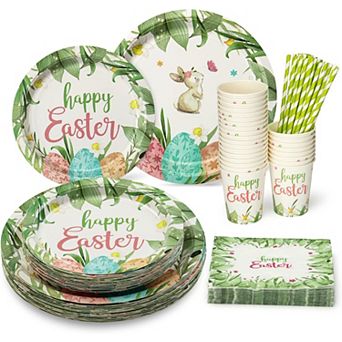125 pc Disposable Easter Tableware Set for 25