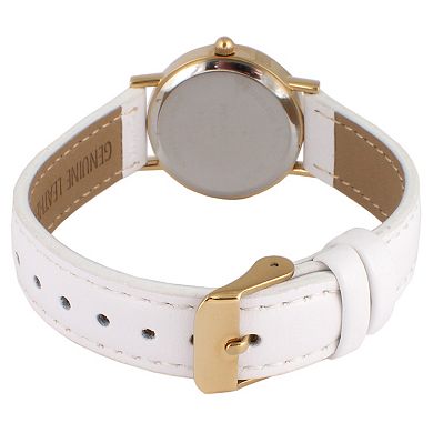 Peugeot Womens Classic Round 24mm Watch with Easy to Read Numerals and Leather Strap