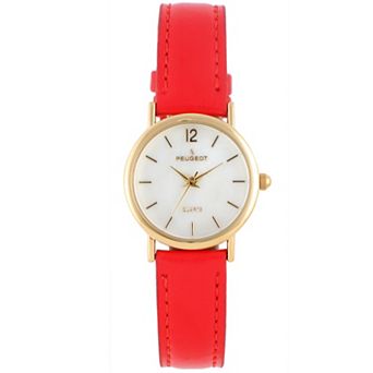Peugeot Womens Classic Round 24mm Watch with Easy to Read Numerals and Leather Strap