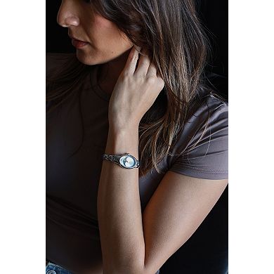 Peugeot Womens 30x25mm Oval Sun Moon Dial Self Adjustable Link Bracelet Watch