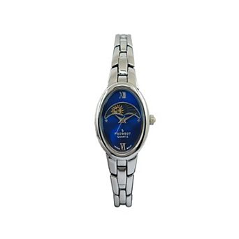 Peugeot Womens 30x25mm Oval Sun Moon Dial Self Adjustable Link Bracelet Watch
