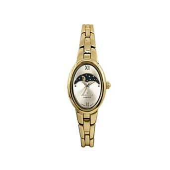 Peugeot Womens 30x25mm Oval Sun Moon Dial Self Adjustable Link Bracelet Watch