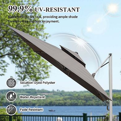 10'x10' Square Cantilever Umbrella with Center Pole