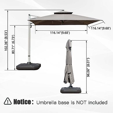 10'x10' Square Cantilever Umbrella with Center Pole