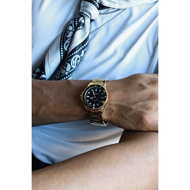 Peugeot Mens 40mm Sport Watch with Sport Bezel and Stainless Steel Bracelet