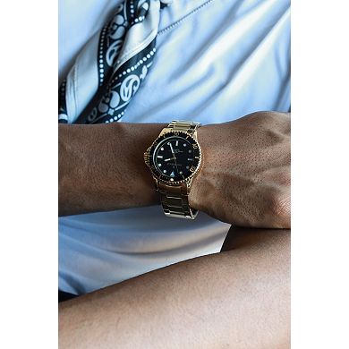 Peugeot Mens 40mm Sport Watch with Sport Bezel and Stainless Steel Bracelet