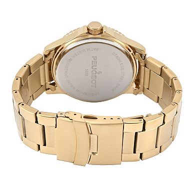 Peugeot Mens 40mm Sport Watch with Sport Bezel and Stainless Steel Bracelet