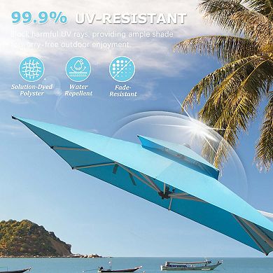 9 ft. Aluminum Cantilever Tilt Patio Umbrella with Center Pole