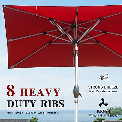 9'x11.5' Rectangle Patio Umbrella with Crank Lift