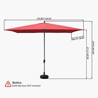 9'x11.5' Rectangle Patio Umbrella with Crank Lift