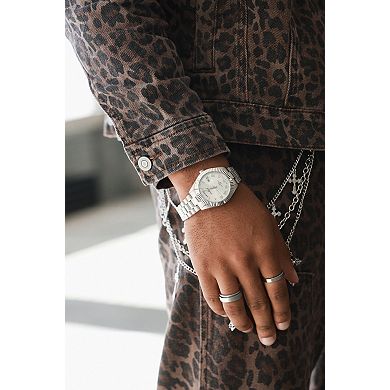 Peugeot Mens 40mm Day/Date Dial Fluted Bezel Bracelet Watch