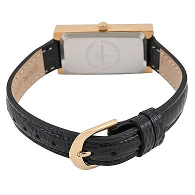 Peugeot Womens 35mm x 20mm Rectangular Crystal Bezel Watch with Glossy Leather Strap