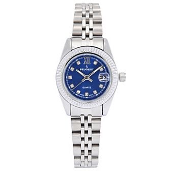 Peugeot Women Round 26mm Fluted Bezel Steel Bracelet Watch with Date Window