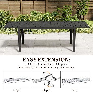 97.2"L Extendable Aluminum Outdoor Dining Table