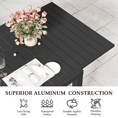 97.2"L Extendable Aluminum Outdoor Dining Table