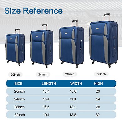 4-Piece Softside Luggage Set Expandable Suitcase Travel Set