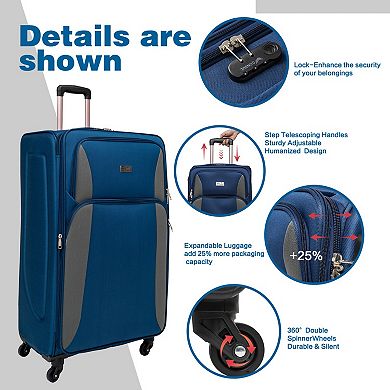 4-Piece Softside Luggage Set Expandable Suitcase Travel Set