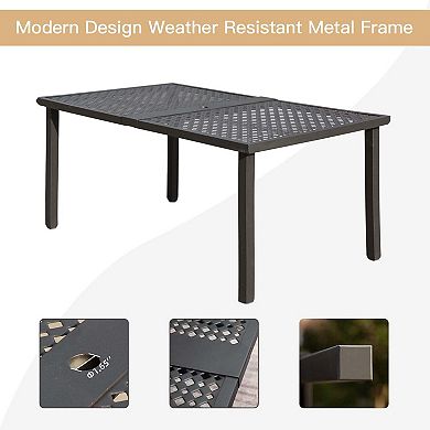 7-Piece Outdoor Patio Dining Set with Metal Table, Swivel Chairs & Cushions