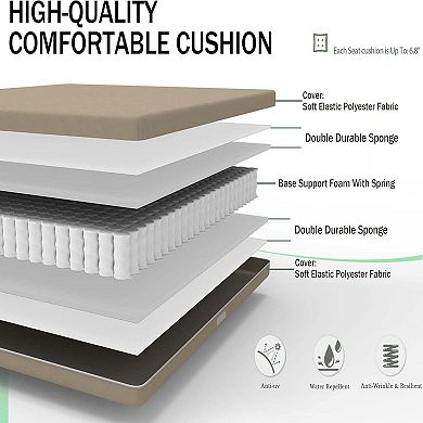 7-Piece Outdoor Patio Dining Set with Metal Table, Swivel Chairs & Cushions