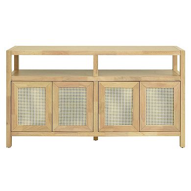 Rattan Buffet Storage Cabinet, Sideboard with 3-Adjustable Shelves for Living Room