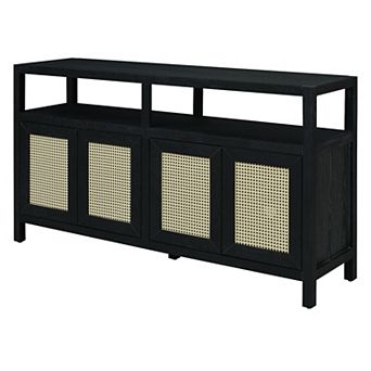 Rattan Buffet Storage Cabinet, Sideboard with 3-Adjustable Shelves for Living Room