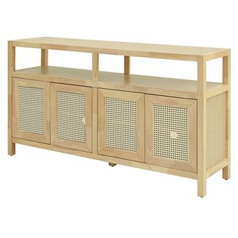 Rattan Buffet Storage Cabinet, Sideboard with 3-Adjustable Shelves for Living Room