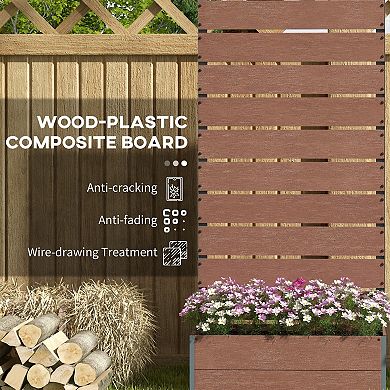 Raised Garden Bed with Trellis, Wooden Outdoor Planter Box