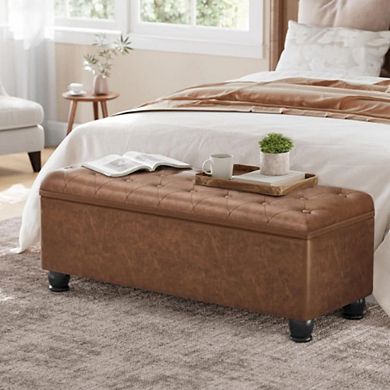 Easy-Lid Storage Entryway Bench