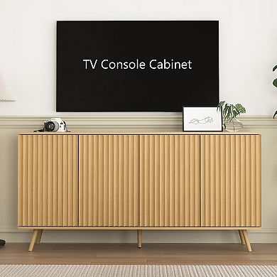 Sideboard Buffet Cabinet with Adjustable Shelves and 4 Doors for Living Room, Kitchen, Natural