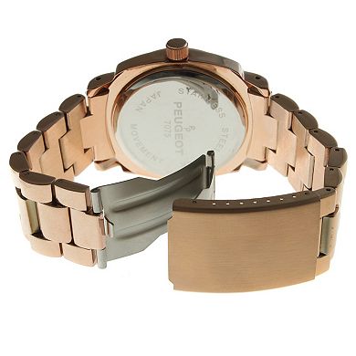 Peugeot Womens 40mm Boyfriend Bracelet Watch with Double Row Crystal Bezel