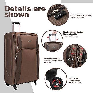 4-Piece Softside Luggage Set Expandable Suitcase Travel Set