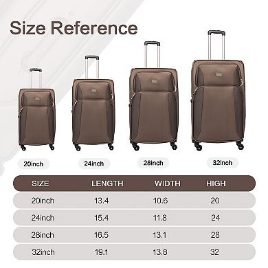 4-Piece Softside Luggage Set Expandable Suitcase Travel Set