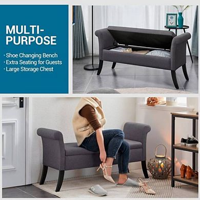 Storage Entryway Bench With Rolled Arms