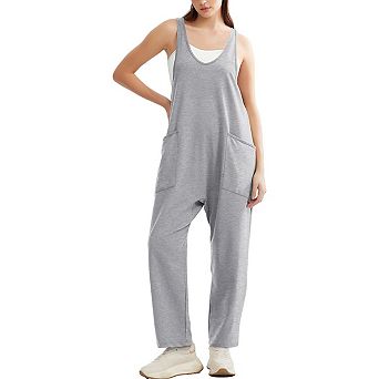 Women Casual Loose Long Bib Pants Baggy Rompers Overalls Wide Leg Jumpsuits With Pockets