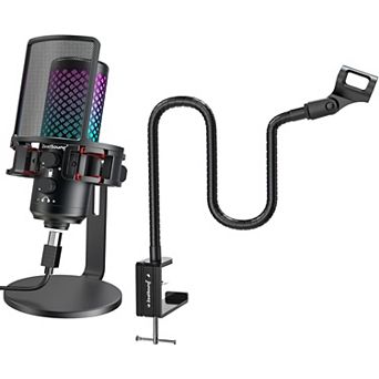 Gaming USB RGB Microphone BKD-12a and 19inch gooseneck Flexible Microphone arm Stand H19