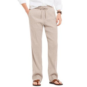 COOFANDY Men Casual Linen Pants Summer Beach Lightweight Elastic Waist Drawstring Loose Trousers