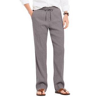 COOFANDY Men Casual Linen Pants Summer Beach Lightweight Elastic Waist Drawstring Loose Trousers