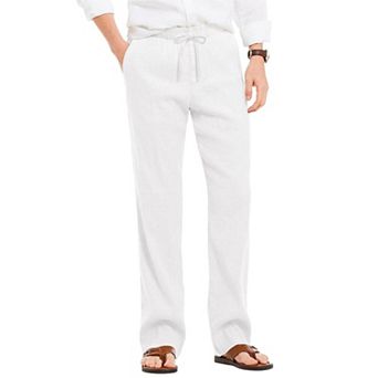 COOFANDY Men Casual Linen Pants Summer Beach Lightweight Elastic Waist Drawstring Loose Trousers