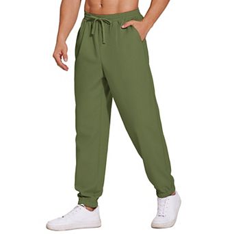 COOFANDY Men's Linen Casual Pants Lightweight Jogger Elastic Waist Drawstring Yoga Beach Pants