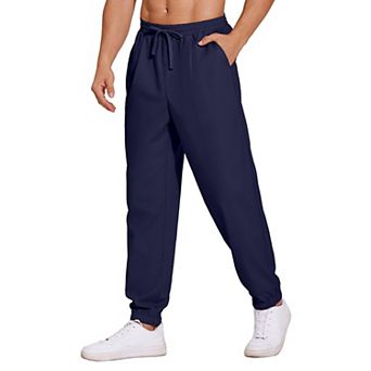 COOFANDY Men's Linen Casual Pants Lightweight Jogger Elastic Waist Drawstring Yoga Beach Pants