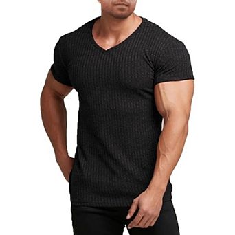 COOFANDY Men's Muscle T Shirts Stretch Short Sleeve V Neck Bodybuilding Workout Tee Shirts