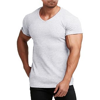 COOFANDY Men's Muscle T Shirts Stretch Short Sleeve V Neck Bodybuilding Workout Tee Shirts