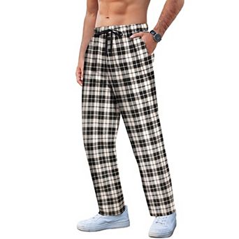 COOFANDY Men's Plaid Casual Pants Cotton Flannel Pajama Pants Drawstring Checkered Lounge Sweatpant